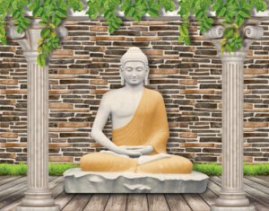 Buddha,Sitting,Meditating,Wallpaper,,3d,Illustration,,Wall,Decor,Poster.