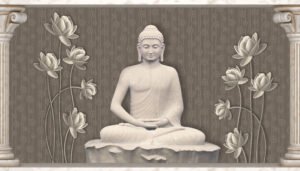 Buddha,Meditating,Sculpture,Beautiful,Lotus,Flower,Rendering,,3d,Illustration,Wallpaper,